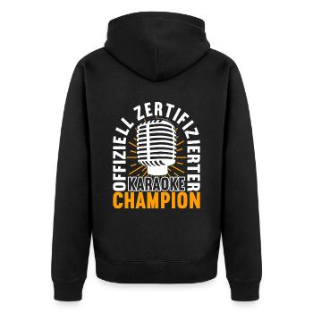 Karaoke Karaokeabend - Unisex Premium Bio Zip Hoodie - Schwarz - Hinten - Nico (187cm)