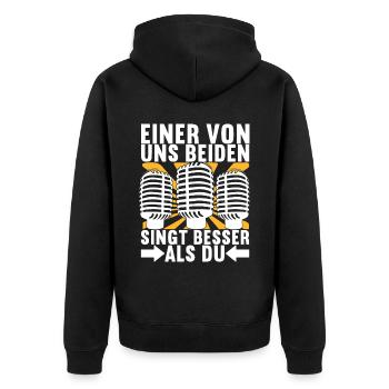 Karaoke Karaokeabend - Unisex Premium Bio Zip Hoodie - Schwarz - Hinten - Nico (187cm)