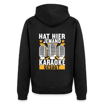 Karaoke Karaokeabend - Unisex Premium Bio Zip Hoodie - Schwarz - Hinten - Nico (187cm)