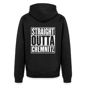Straight Outta Chemnitz Vintage - Veste à capuche bio Premium Unisexe - noir - Dos - Nico (187cm)