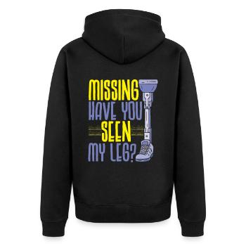 Vermisst Haben Sie mein Bein gesehen Amputierter A - Unisex Premium Bio Zip Hoodie - Schwarz - Hinten - Nico (187cm)