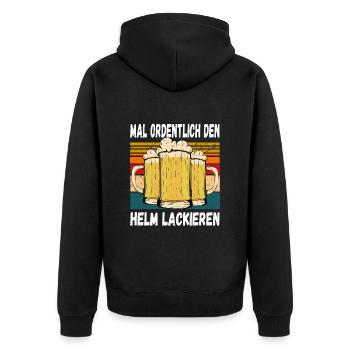 Mal Ordentlich den Helm Lackieren Witziger Spruch - Unisex Premium Bio Zip Hoodie - Schwarz - Hinten - Nico (187cm)