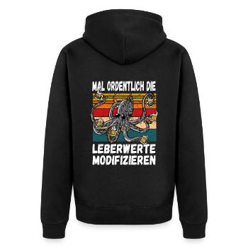 Mal Ordentlich die Leberwerte Modifizieren Witzig - Unisex Premium Bio Zip Hoodie - Schwarz - Hinten - Nico (187cm)