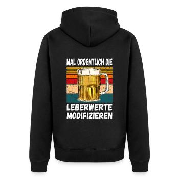 Mal Ordentlich die Leberwerte Modifizieren Witzig - Unisex Premium Bio Zip Hoodie - Schwarz - Hinten - Nico (187cm)