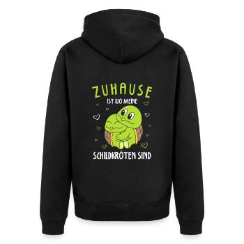 Zuhause Ist Wo Meine Schildkröten Sind - Unisex Premium Bio Zip Hoodie - Schwarz - Hinten - Nico (187cm)