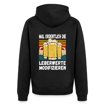 Mal Ordentlich die Leberwerte Modifizieren Witzig - Unisex Premium Bio Zip Hoodie - Schwarz - Hinten - Nico (187cm)