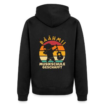 Bäähm Musikschule geschafft - Unisex Premium Bio Zip Hoodie - Schwarz - Hinten - Nico (187cm)
