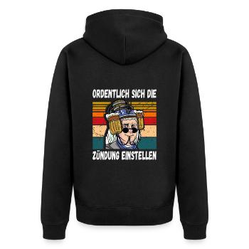 Ordentlich sich die Zündung Einstellen Trinkspruch - Unisex Premium Bio Zip Hoodie - Schwarz - Hinten - Nico (187cm)