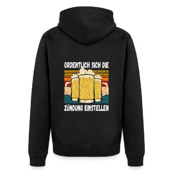 Ordentlich sich die Zündung Einstellen Trinkspruch - Unisex Premium Bio Zip Hoodie - Schwarz - Hinten - Nico (187cm)
