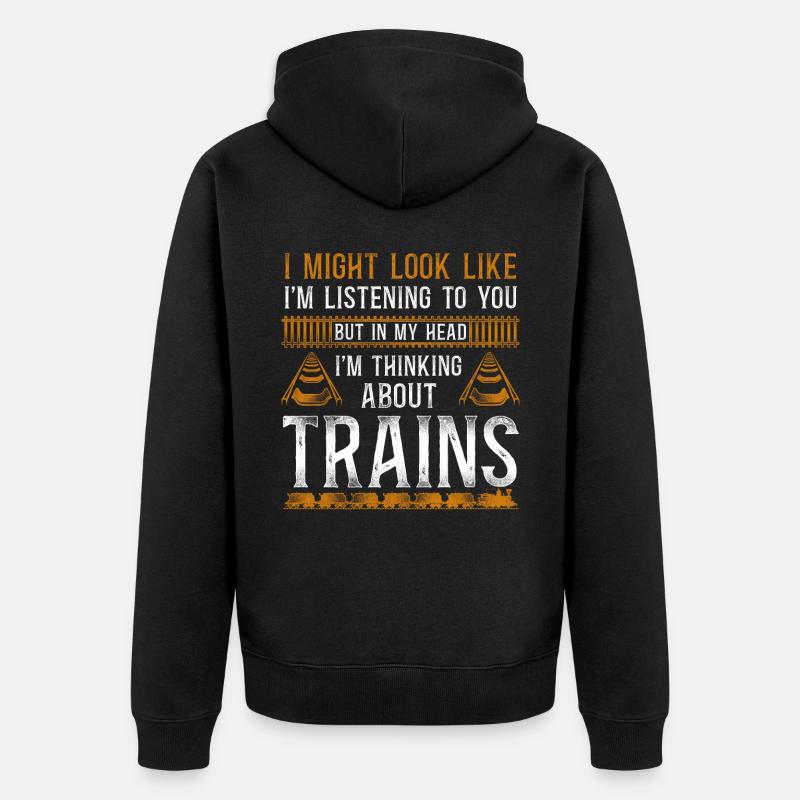 Steam Train Driver Trainspotting - Unisex Premium Bio Zip Hoodie - Schwarz