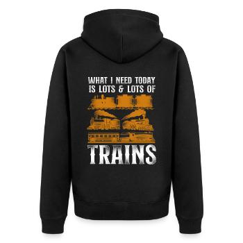 Steam Train Driver Trainspotting - Unisex Premium Bio Zip Hoodie - Schwarz - Hinten - Nico (187cm)