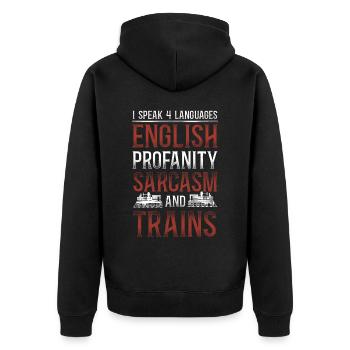 Conducteur de train à vapeur Trainspotting - Veste à capuche bio Premium Unisexe - noir - Dos - Nico (187cm)