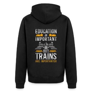 Steam Train Driver Trainspotting - Unisex Premium Bio Zip Hoodie - Schwarz - Hinten - Nico (187cm)