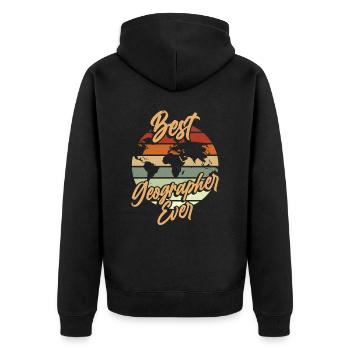 Bester Geograph Aller Zeiten Geographie Beruf - Unisex Premium Bio Zip Hoodie - Schwarz - Hinten - Nico (187cm)