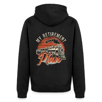 Steam Train Driver Trainspotting - Unisex Premium Bio Zip Hoodie - Schwarz - Hinten - Nico (187cm)