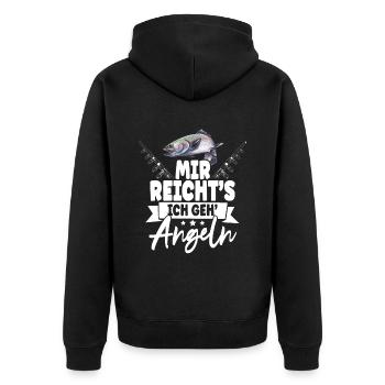 Angler Mir Reichts Ich Geh Angeln - Unisex Premium Bio Zip Hoodie - Schwarz - Hinten - Nico (187cm)