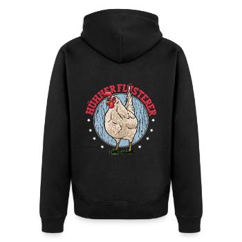 Huhn Hühner Flüsterer - Unisex Premium Bio Zip Hoodie - Schwarz - Hinten - Nico (187cm)