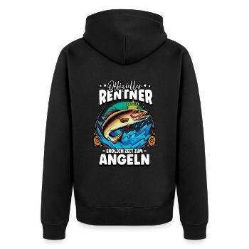 Angeln Angler Rentner - Unisex Premium Bio Zip Hoodie - Schwarz - Hinten - Nico (187cm)