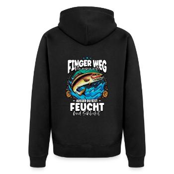 Finger Weg Von Meiner Rute Angeln Angler - Unisex Premium Bio Zip Hoodie - Schwarz - Hinten - Nico (187cm)
