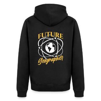 Future Geography Student Geography - Unisex Premium Organic Zip Hoodie - black - Back - Nico (187cm)