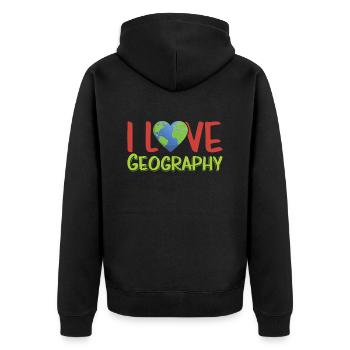 J’aime la géographie profession géographie géographie géographie - Veste à capuche bio Premium Unisexe - noir - Dos - Nico (187cm)