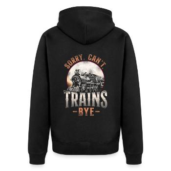 Steam Train Driver Trainspotting - Unisex Premium Bio Zip Hoodie - Schwarz - Hinten - Nico (187cm)