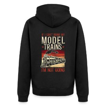 Steam Train Driver Trainspotting - Unisex Premium Bio Zip Hoodie - Schwarz - Hinten - Nico (187cm)