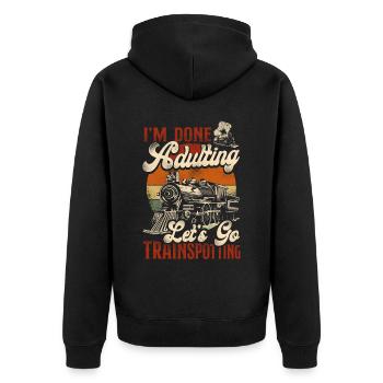 Conducteur de train à vapeur Trainspotting - Veste à capuche bio Premium Unisexe - noir - Dos - Nico (187cm)