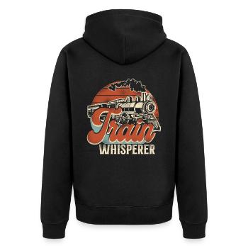 Steam Train Driver Trainspotting - Unisex Premium Bio Zip Hoodie - Schwarz - Hinten - Nico (187cm)