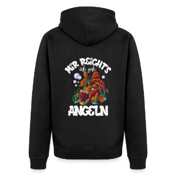 Angler Mir Reichts Ich Geh Angeln - Unisex Premium Bio Zip Hoodie - Schwarz - Hinten - Nico (187cm)