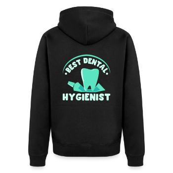 Bester Dentalhygieniker Dentalhygiene Zahnarzt - Unisex Premium Bio Zip Hoodie - Schwarz - Hinten - Nico (187cm)