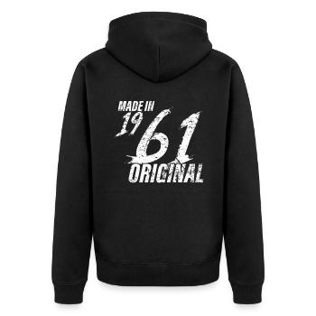 Fait En 1961 Année de naissance 1961 Anniversaire Femmes - Veste à capuche bio Premium Unisexe - noir - Dos - Nico (187cm)