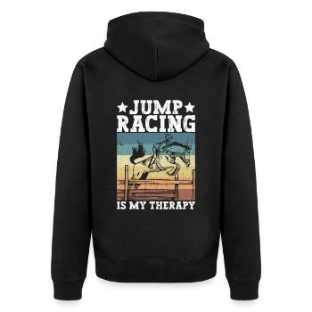 Show Jumping Horse Racing Horse Riding Riders - Unisex Premium Organic Zip Hoodie - black - Back - Nico (187cm)