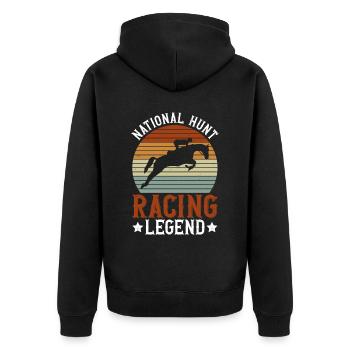 Springreiten Reitsport Pferd Reiten Reiter - Unisex Premium Bio Zip Hoodie - Schwarz - Hinten - Nico (187cm)