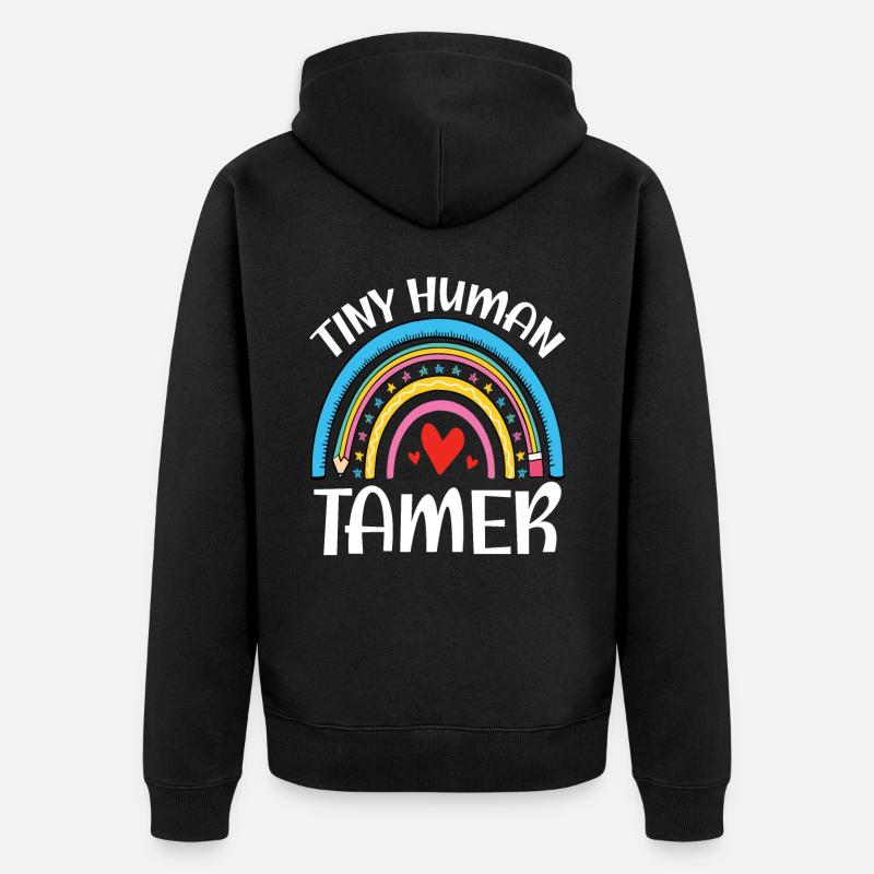 Teacher Tiny Human Tamer - Unisex Premium Bio Zip Hoodie - Schwarz