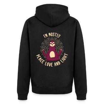 Peace Love And Light Yoga Sloth Yoga Gift - Unisex Premium Organic Zip Hoodie - black - Back - Nico (187cm)
