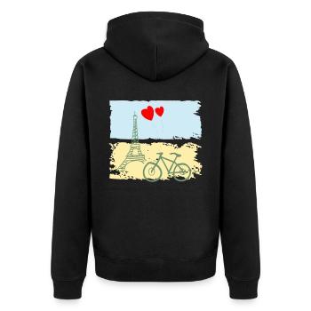 Paris Eiffelturm Frankreich Baguette Stadt Liebe - Unisex Premium Bio Zip Hoodie - Schwarz - Hinten - Nico (187cm)