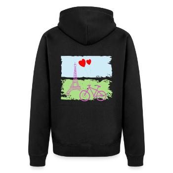 Paris Eiffelturm Frankreich Baguette Stadt Liebe - Unisex Premium Bio Zip Hoodie - Schwarz - Hinten - Nico (187cm)