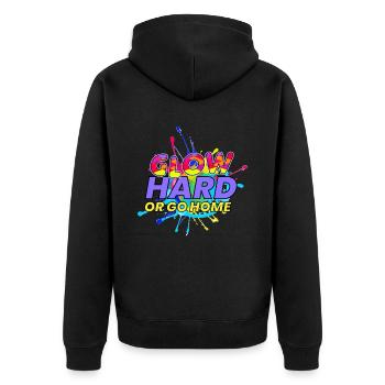 Glow Hard Or Go Home EDM Music Festival - Unisex Premium Organic Zip Hoodie - black - Back - Nico (187cm)