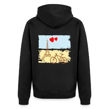 Paris Eiffelturm Frankreich Baguette Stadt Liebe - Unisex Premium Bio Zip Hoodie - Schwarz - Hinten - Nico (187cm)