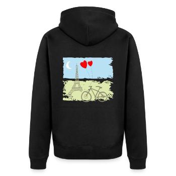 Paris Eiffelturm Frankreich Baguette Stadt Liebe - Unisex Premium Bio Zip Hoodie - Schwarz - Hinten - Nico (187cm)