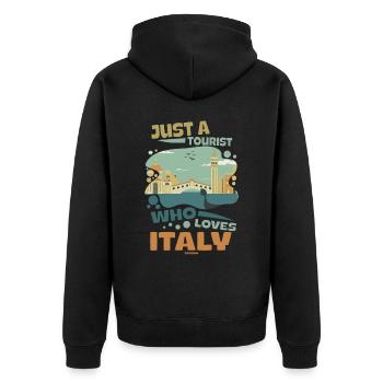 Italy Italian Flag Italia Gift - Unisex Premium Organic Zip Hoodie - black - Back - Nico (187cm)