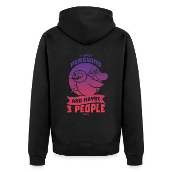 I Like Penguins And Maybe 3 People - Unisex Premium Organic Zip Hoodie - black - Back - Nico (187cm)