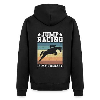 Show Jumping Horse Racing Horse Riding Riders - Unisex Premium Organic Zip Hoodie - black - Back - Nico (187cm)