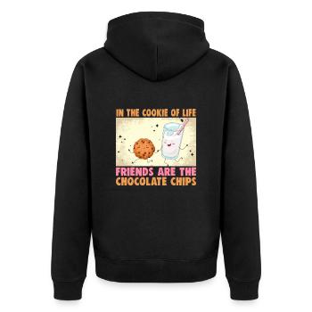 Friendship gift for good friend - Unisex Premium Organic Zip Hoodie - black - Back - Nico (187cm)