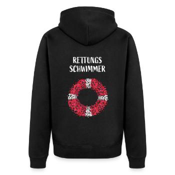 Rettungsschwimmer Bademeister Schwimmbad - Unisex Premium Bio Zip Hoodie - Schwarz - Hinten - Nico (187cm)