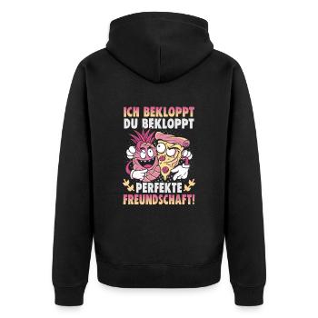 Freundschafts Geschenk für guten Freund - Unisex Premium Bio Zip Hoodie - Schwarz - Hinten - Nico (187cm)