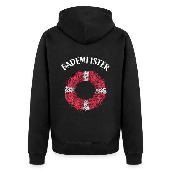 Bademeister Rettungsschwimmer Schwimmbad - Unisex Premium Bio Zip Hoodie - Schwarz - Hinten - Nico (187cm)