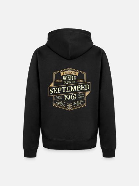 September 1961 birthday man - Unisex Premium Organic Zip Hoodie - black