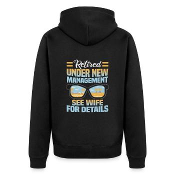 Pensionierung Geschenkidee Rente Arbeitskollege - Unisex Premium Bio Zip Hoodie - Schwarz - Hinten - Nico (187cm)